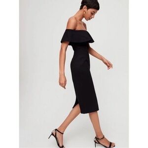Babaton Ruslan off shoulder Black dress midi
